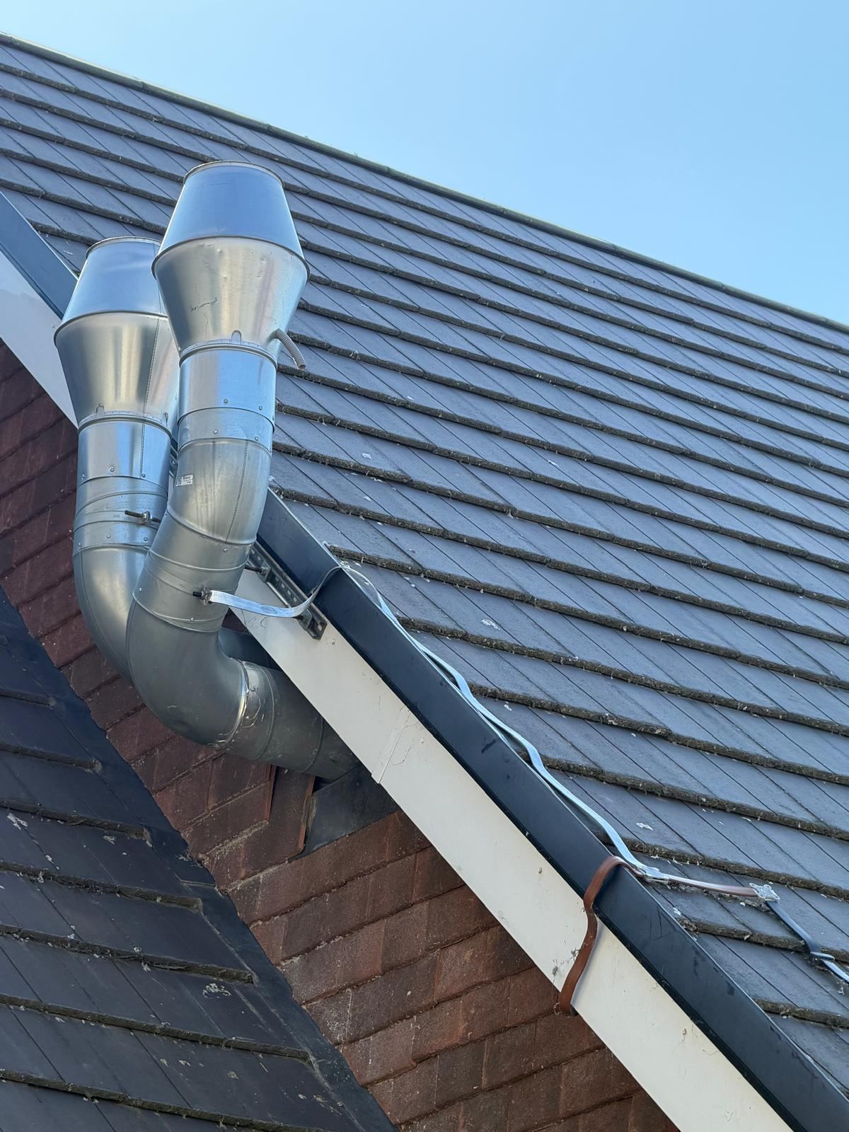 Lightning protection air terminals fitted to the roof ridge at Chartwell House